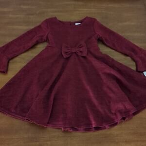 Rare Editions Toddler Girls Bell Sleeve Knit Dress burgundy red color size 5 NWT